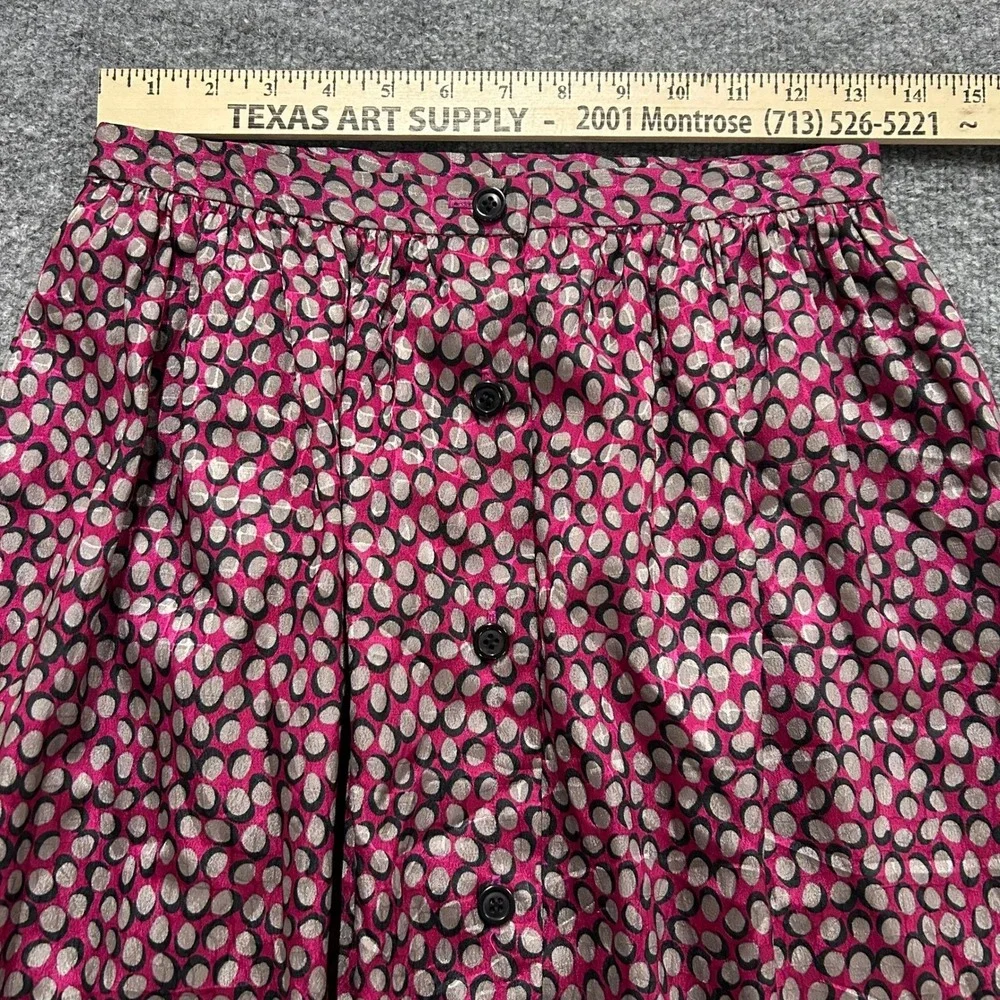 Talbots Skirt Womens Size 6 Pink Grey Geometric Dot Button Front Pleated Midi
